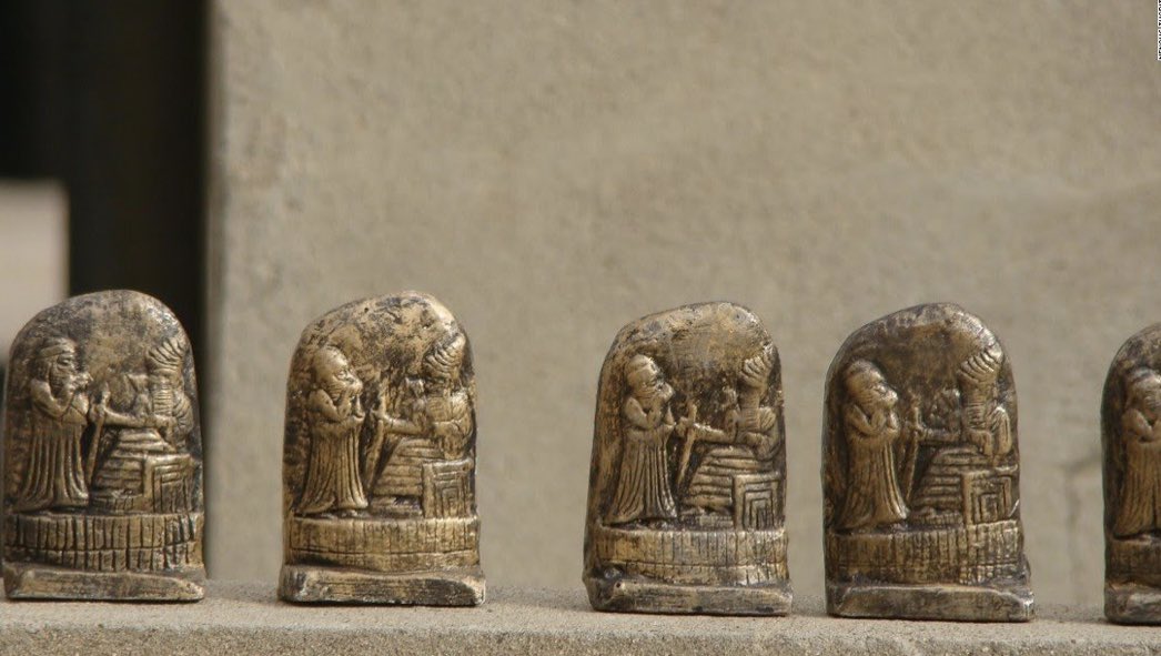 Iraq’s ancient past is revived, revitalised, reinterpreted in so many contexts by and for Iraqis. From protest art to sculpture to modern Lamassu.Images: Hammurabi’s stela by Assyrian artist Nenous Thabit, cuneiform protest art by Osama Sadiq, and a Lamassu by Michael Rakowitz