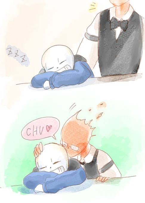 【グリサン/sansby】キスの日だと知ってラクガキ
#undertale  #アンダーテール 