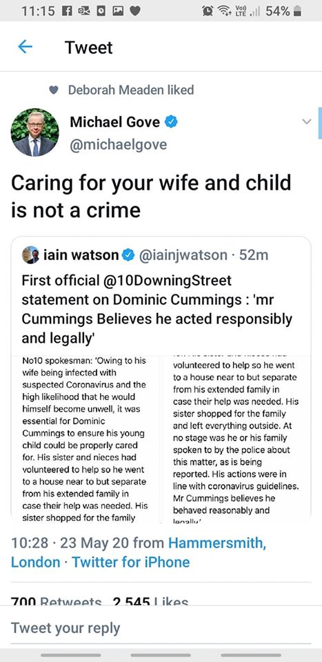 Oh, god, I can't stop crying. So much goodness & love at the heart of the Tory party. 'Yes, your honour, I infected a swathe of the populace so I could love my little girl & mah lady wife'. 'Crime' is not a legal definition, you know, it's about the HEART.