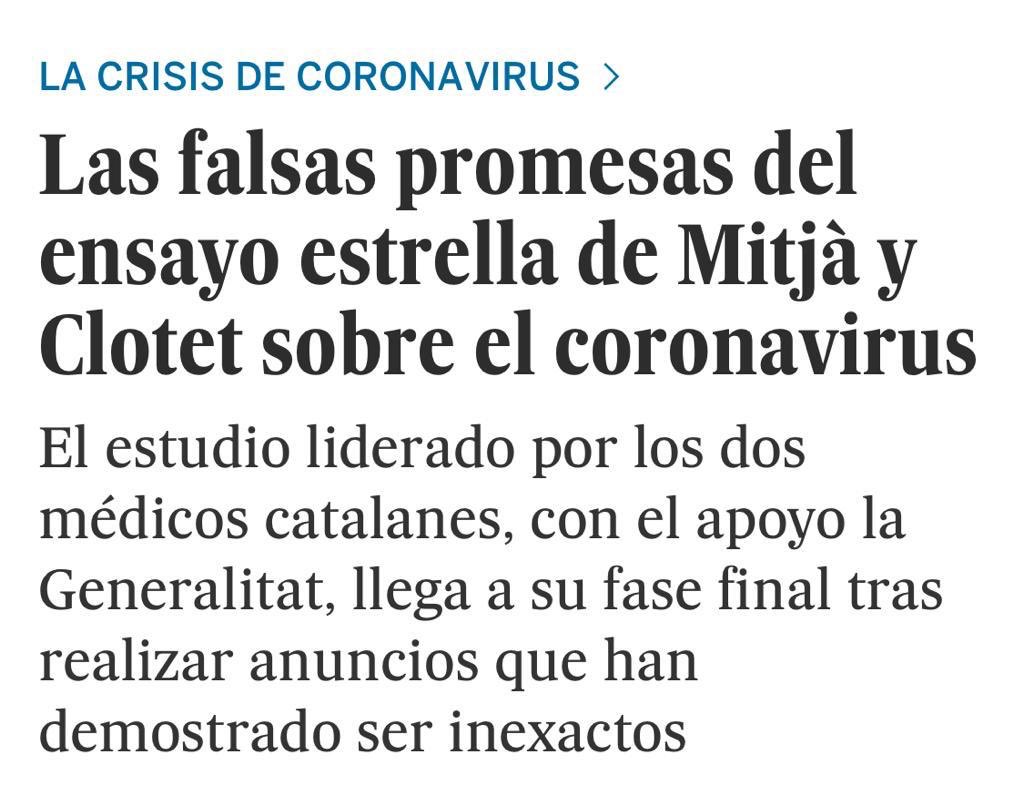 ¿Qué interés hay en boicotear un ensayo clínico que todavía no ha sido publicado? Si los resultados son positivos, bien, y si son negativos, también porque se cerrará una hipótesis y se podrán desplazar recursos para encontrar un tratamiento efectivo, que es lo que todos queremos