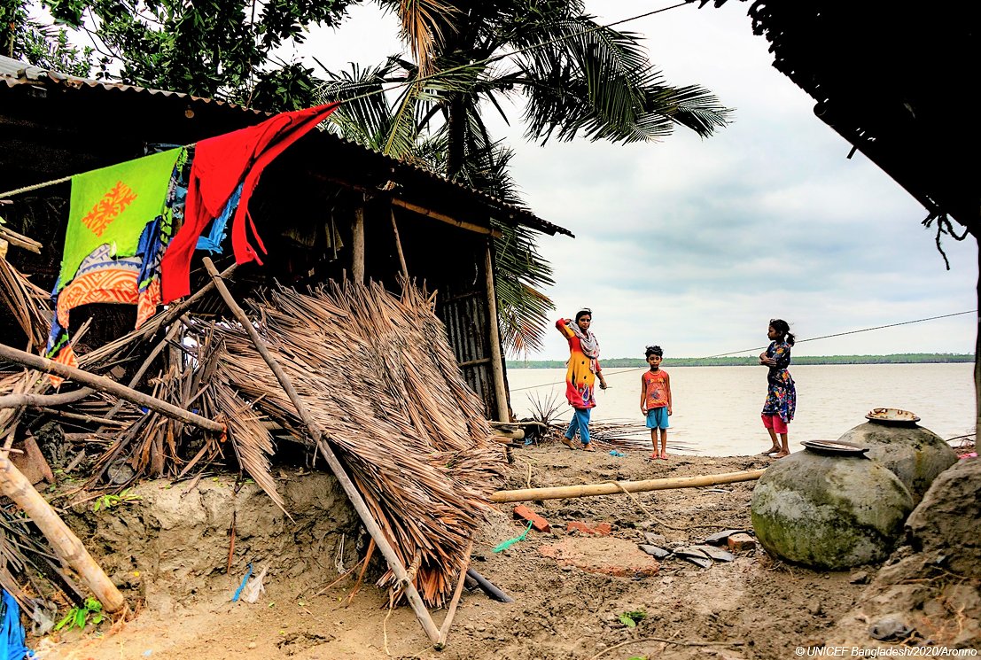 UNICEFBD's tweet image. Amidst the #COVID19 crisis, #CycloneAmphan has left children shelterless and cut off from safe water, with floods contaminating water sources and increasing the risk of disease.

The safety, health, nutrition, and protection of children and their families is #UNICEF’s priority.