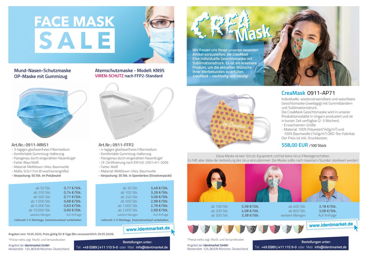 identmarket GmbH (@namensschilder) on Twitter photo Neue Atemschutzmasken eingetroffen. Anfragen an info@identmarket.de #COVIDー19 #masken #coronavirus Neue Atemschutzmasken eingetroffen. Anfragen an info@identmarket.de #COVIDー19 #masken #coronavirus