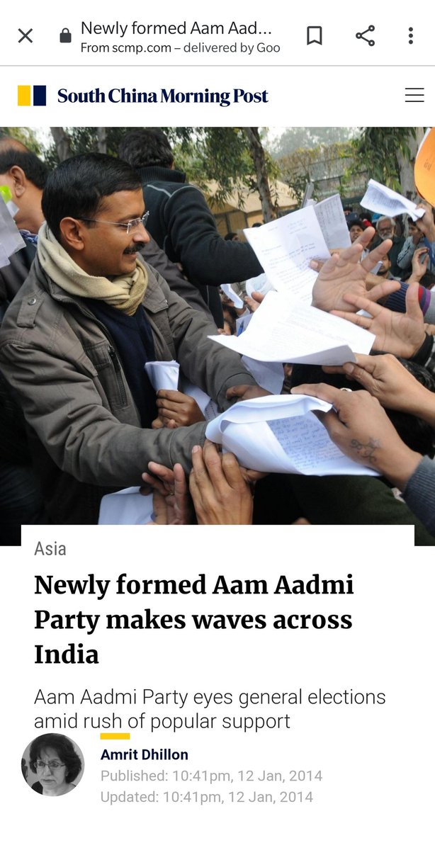 4/nThe South China Morning post was giving coverage to Aam Aadmi Party in early 2014, Do you find it natural? I'll leave it on your wisdom  https://www.scmp.com/news/asia/article/1404202/newly-formed-aam-aadmi-party-makes-waves-across-indiaThis is hongkong based agency backed by CCP
