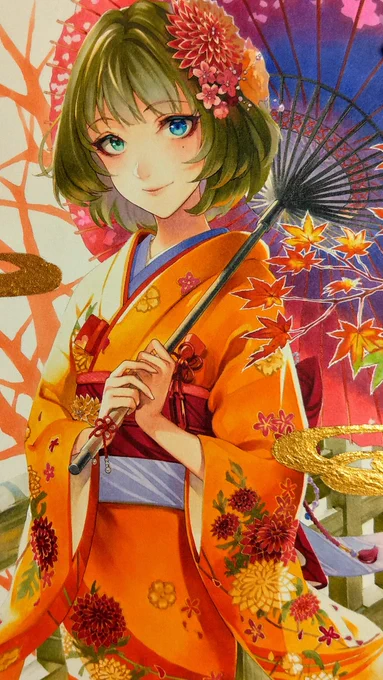ちまちま進めてた楓さんできました～ほぼコピック 