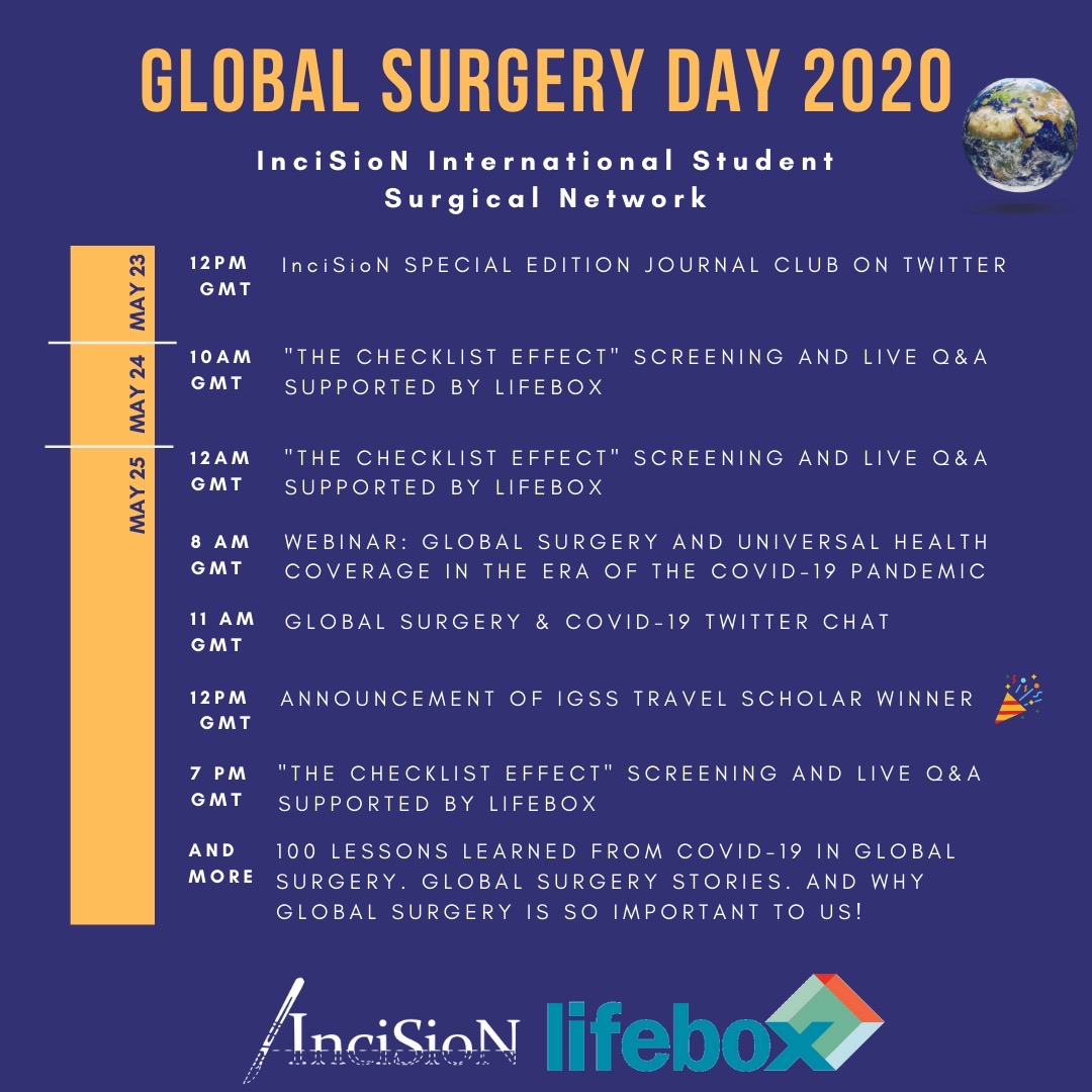 InciSioNGlobal's tweet photo. Are you ready for #GlobalSurgeryDay2020? Join us over the next 2 days as we come together to raise awareness about disparities in surgical care around the globe, the effect of #COVIDー19, #surgeryUHC &amp; #TheFutureOfTheOR! #GlobalSurgery https://t.co/xfHApDCXmw
