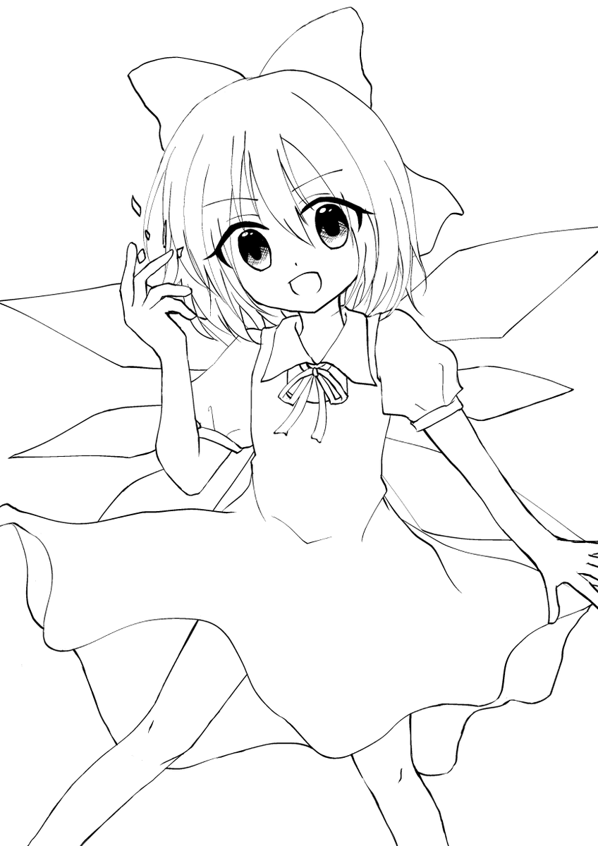久々にチルノ。とりあえず線画までできた 