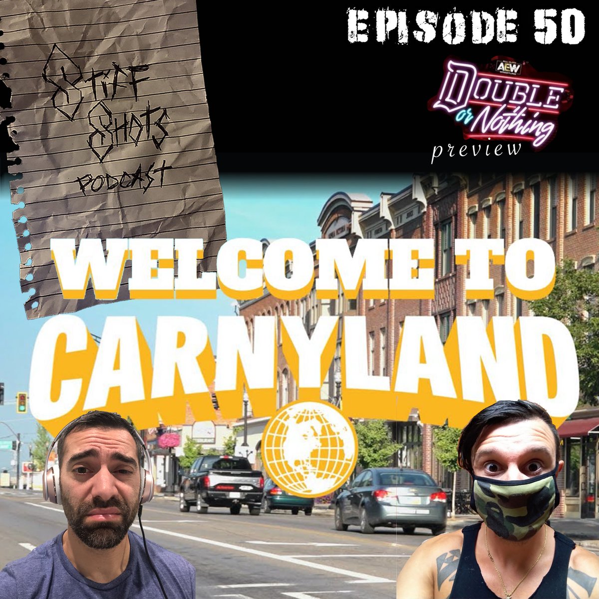 StiffShotsPod's tweet photo. Streaming now on all platforms. We dive into the @nwa premier of Carnyland and preview @AEWrestling dubs or nuts and half a few hundred laughs along the way. Dive in pals because it rocks and rolls and struts and strolls https://t.co/5uYZuzCXID