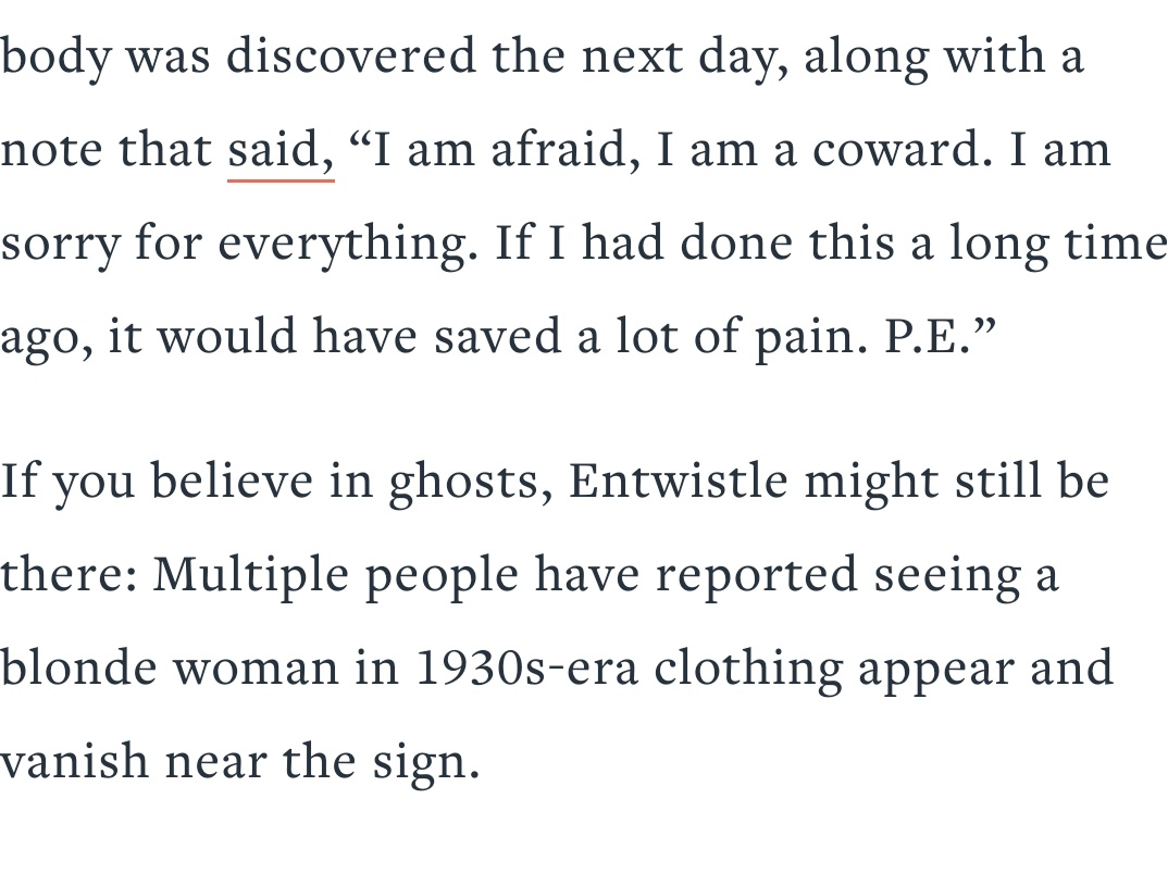 Peg Entwistle, an aspiring actress was distraught when her part in the film Thirteen Women was cut.She climbed to the top of the letter H  on 16 Sept 1932 & threw herself to her deathShe was 24Newspaper articles are cruel in their description #Hollywood  #PegEntwhistle