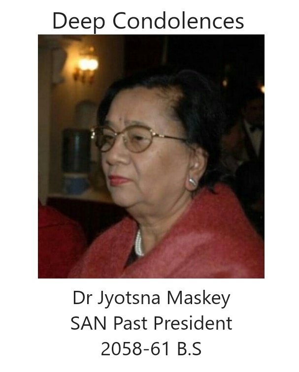 In this saddest moment, the Society of Anaesthesiologists of Nepal express its heart-felt condolences.

May her soul rest in peace and may God grant her family members the strength to endure this great pain.