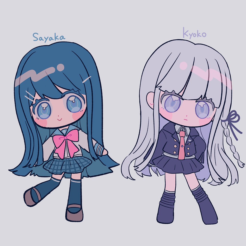 kirigiri kyouko ,maizono sayaka multiple girls 2girls skirt long hair bangs jacket necktie  illustration images