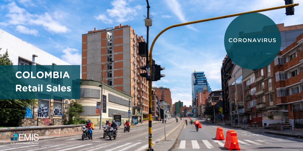 EMIS_News's tweet photo. In March, Colombia's retail sales fell by 4.8% year-on-year, as the coronavirus outbreak impacted the country's economy. Read more: https://t.co/WGRvB4omb8 #colombia #retail #retailsales #covid19 https://t.co/4AuGXF4Vhn
