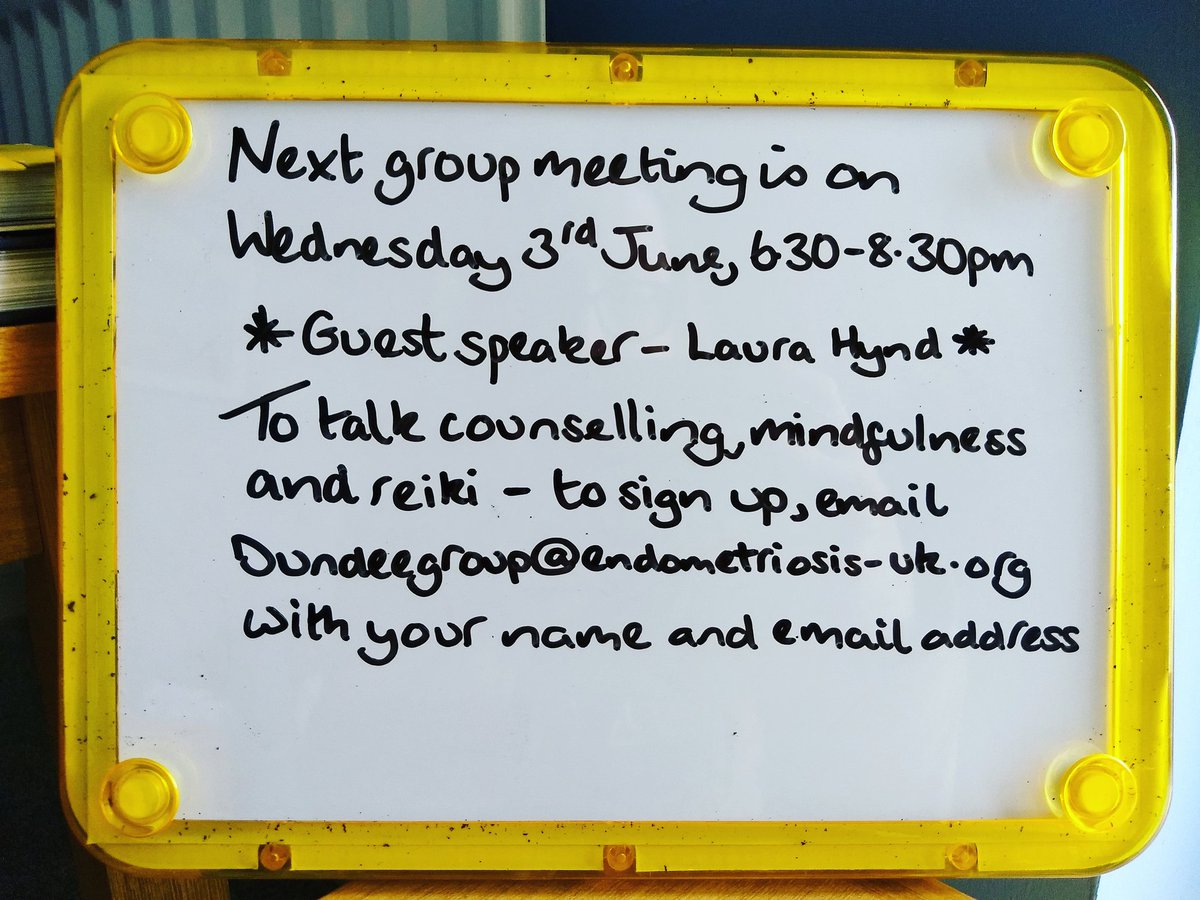 I'm pleased to announce that the next <a href="/endodundee/">Endometriosis UK Dundee Support Group</a> virtual support group meeting will be held on Wednesday 3rd June, 630-830pm 🙌 

#LocalSupport #Dundee <a href="/EndometriosisUK/">Endometriosis UK</a>