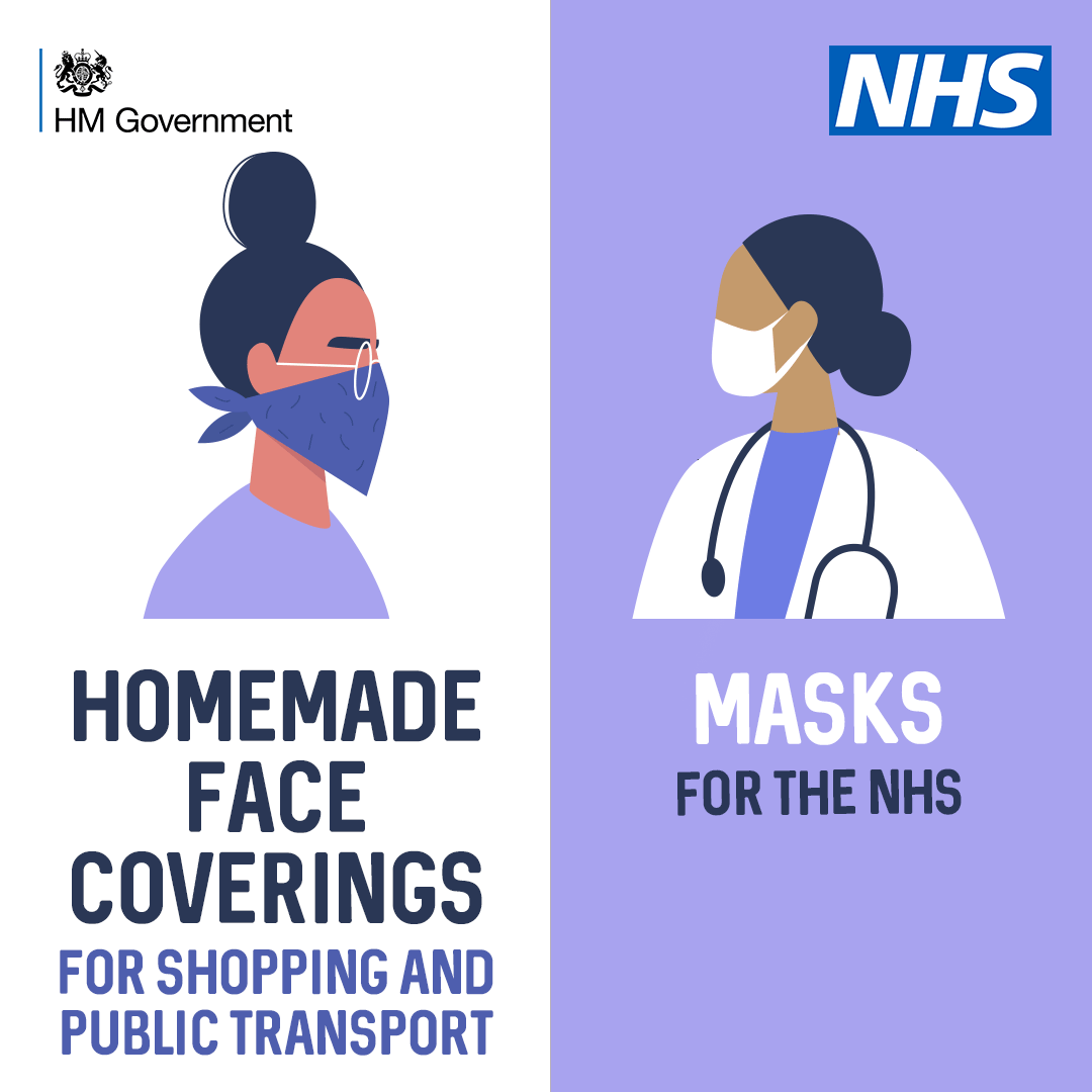 NorthSomersetC's tweet photo. If you can, wear a homemade face covering when you go shopping. Remember you must now wear a face covering on public transport and when visiting a hospital. Find out how to make your own: https://t.co/iR05RTbHOo

Save the medical PPE face masks for those who really need them. https://t.co/gXgrnLYA3k
