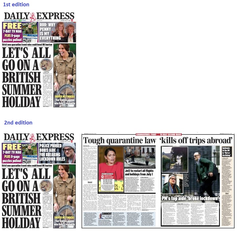  @dailyexpressuk also changed front to make Cummings second puff and made it RH element on inside spread, sticking with holidays for splash and main spread heading.(4/?)