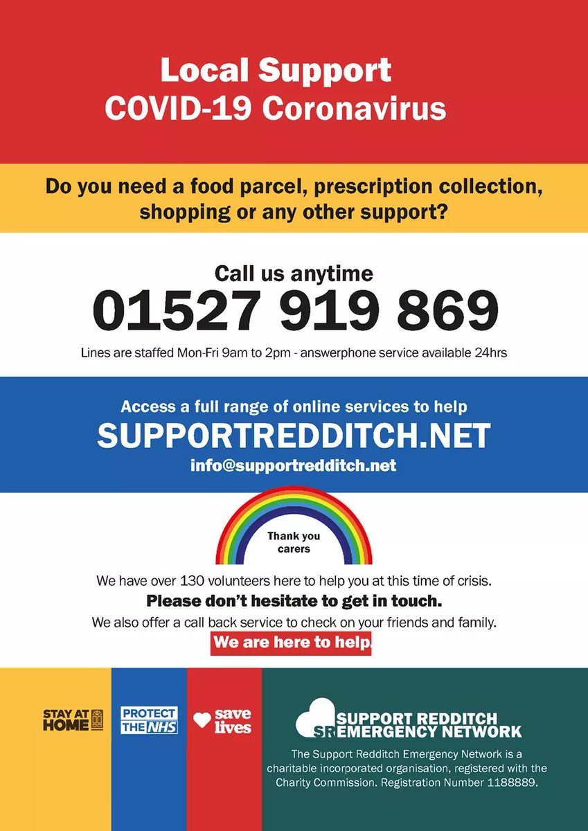 As a partnership of voluntary, community and public sector organisations, Support Redditch is here to assist you to get the help you need during this unprecedented time. Go to supportredditch.net for more. #Covid19 #Help #Support