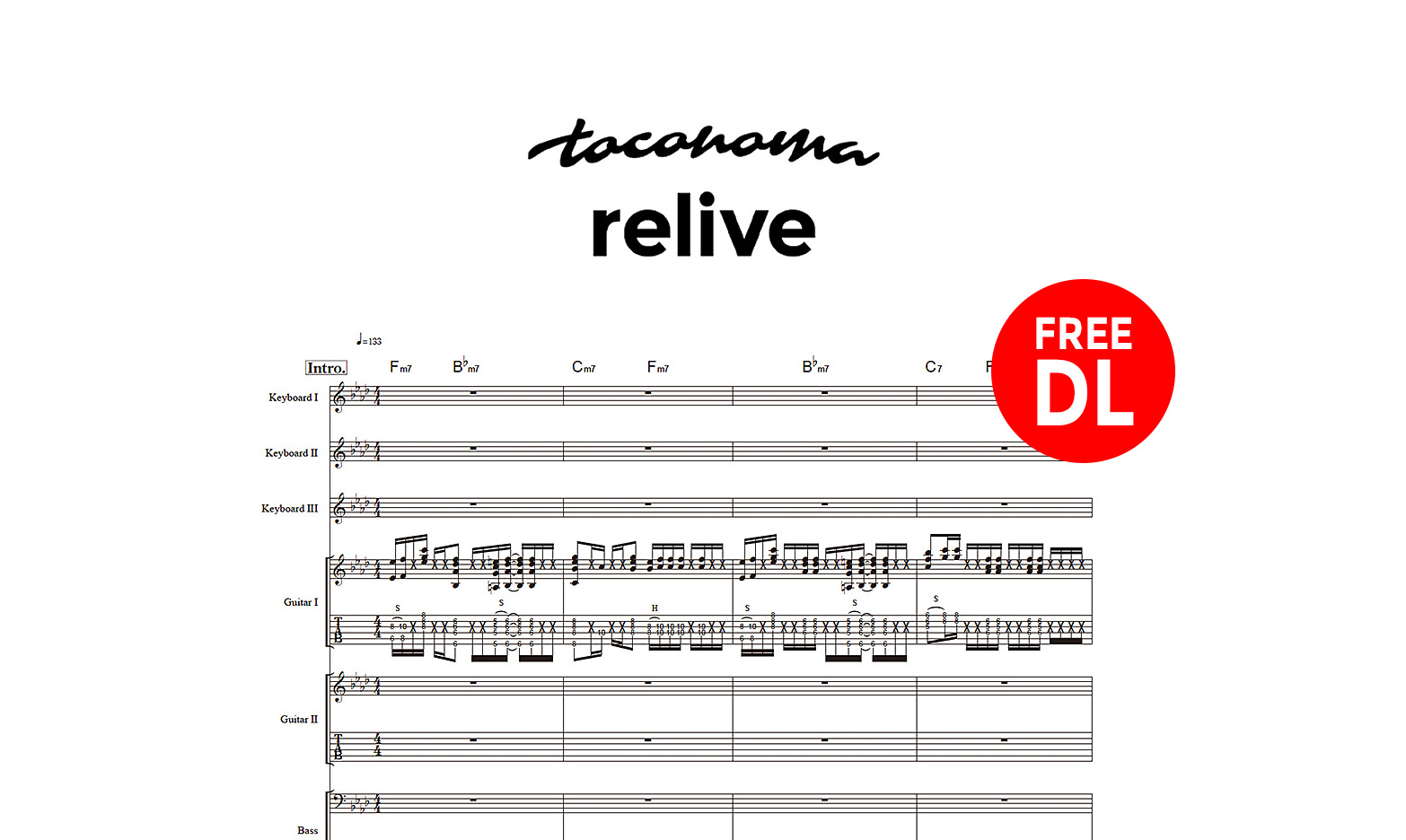 Toconoma Reliveのバンドスコア作りました 誰でも無料でダウンロードできます 一人で弾いても バンドでやっても楽しい曲です グッズサイトからdlできます よろしくどうぞ T Co K1c4vn9pws T Co Bxjqypd6ms Twitter