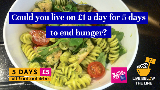 HungerProjectUK's tweet photo. Live Below The Line is back for #WorldHungerDay. Join this food challenge like no other. £5 for 5 days for all food and drink, to support people living below the poverty line during this crisis, rise ABOVE IT. https://t.co/S7tNxgfuRI #LiveBelowtheLine @LBLTHP https://t.co/C4OHBbKZu2
