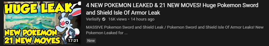 FactCheckVerlis's tweet photo. Fact Check - 21 Moves did leak through the new Pokémon HOME update, this is true.

4 New Pokémon did not.

That is fan art in the thumbnail https://t.co/ogH0yqg809