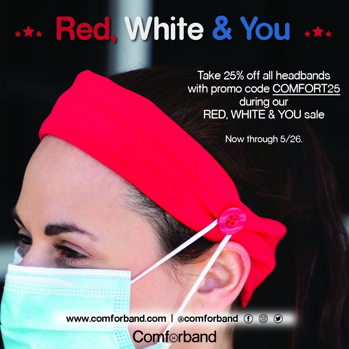 comforband's tweet image. Introducing Comforband, the headband designed with one purpose - comfort. High-quality, soft, and stretchable, Comforband headbands look great and feel even better. Now through 5/26, take 25% off with code COMFORT25. Your ears will thank you. comforband.com
