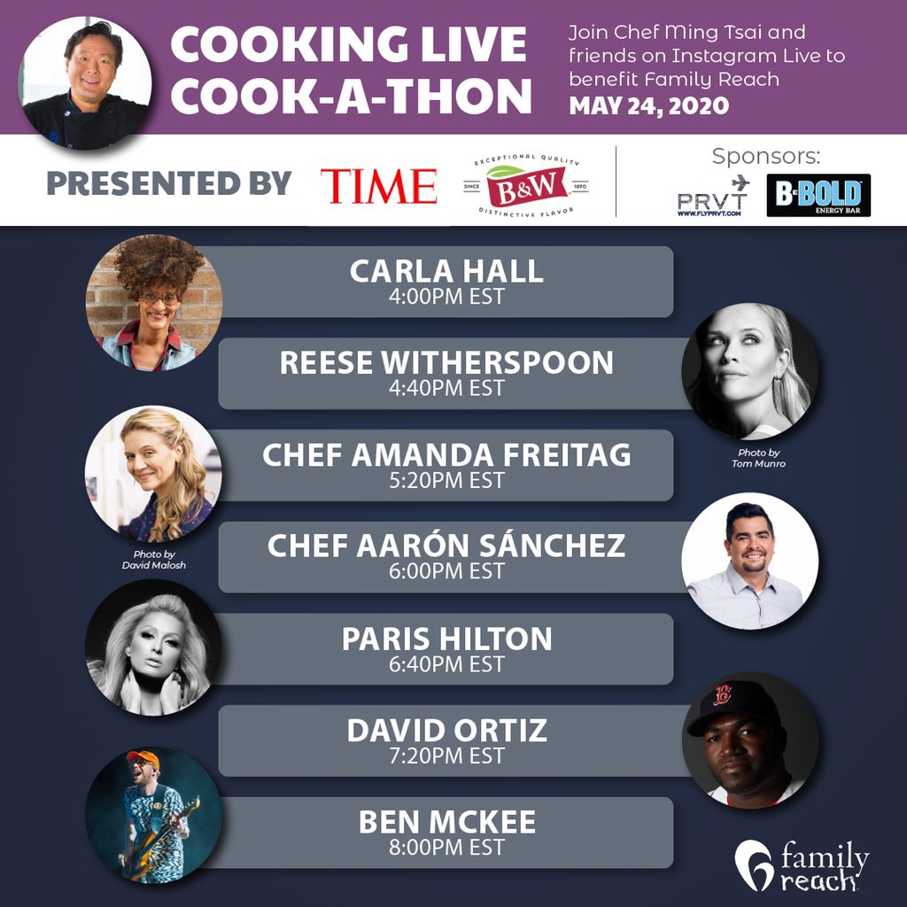 familyreach's tweet photo. #CookingLive is now all weekend long! Tune into @mingtsai’s Instagram Live TONIGHT 6pm EST with @chefjoseandres. And @carlahall &amp; @davidortiz have joined the lineup for Sunday! Details: https://t.co/EWbknEbYEk https://t.co/GdaJvNok0D