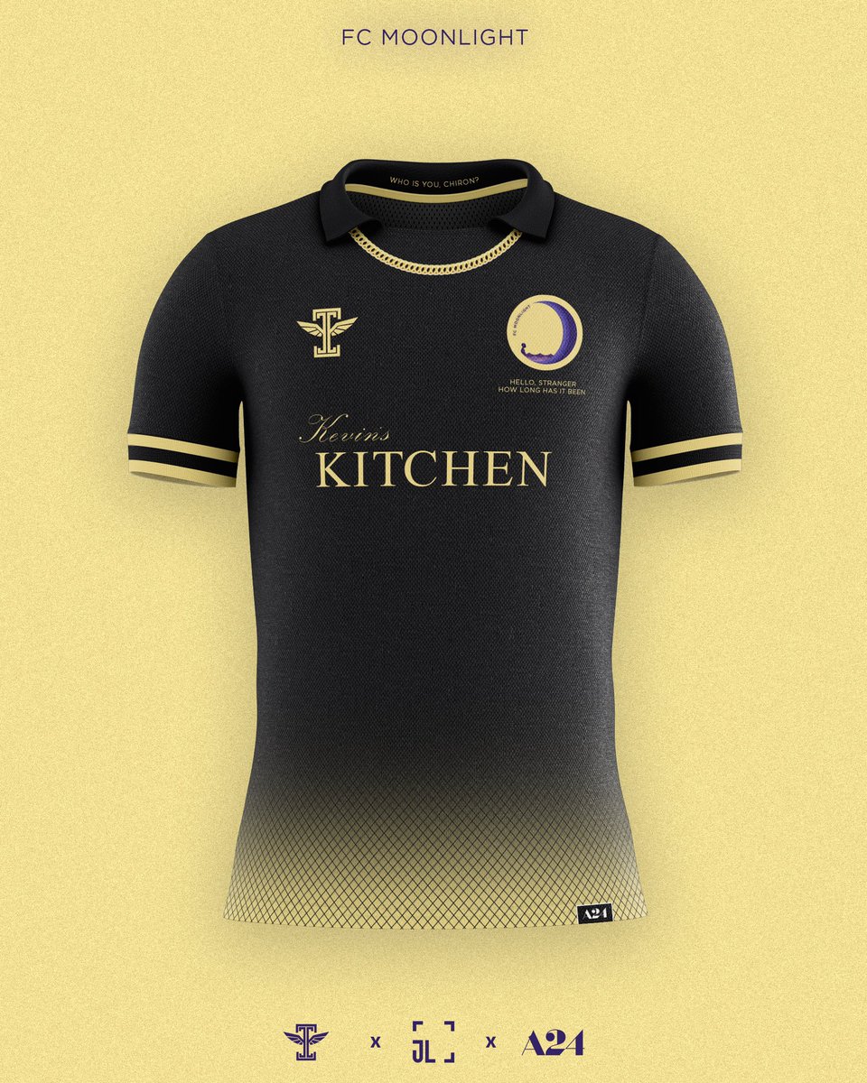 A24 Films as Football Clubs: FC Moonlight’s 3rd kit. This jersey was worn by the team in the Oscar Cup final when a dramatic last minute goal from team captain Black saw the club lift its first major title.