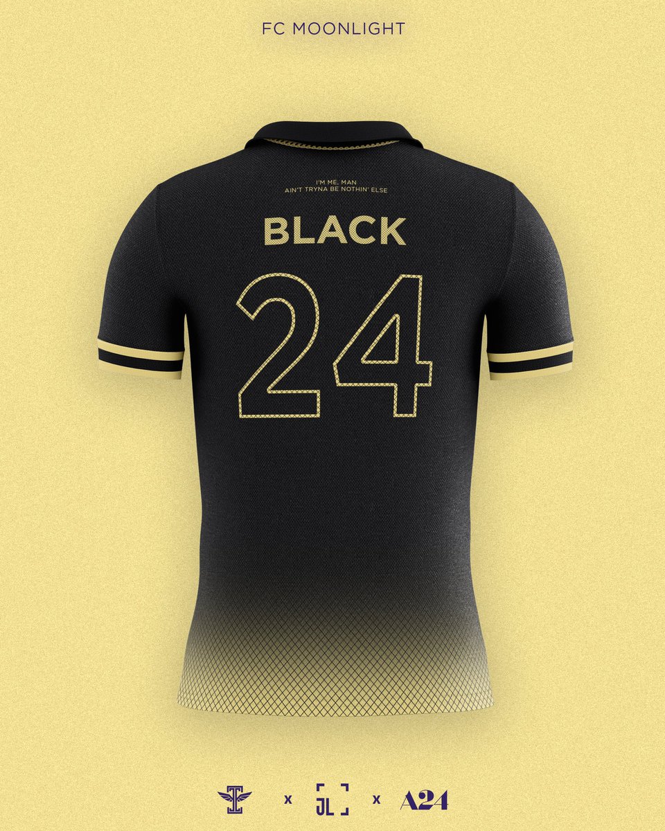 A24 Films as Football Clubs: FC Moonlight’s 3rd kit. This jersey was worn by the team in the Oscar Cup final when a dramatic last minute goal from team captain Black saw the club lift its first major title.