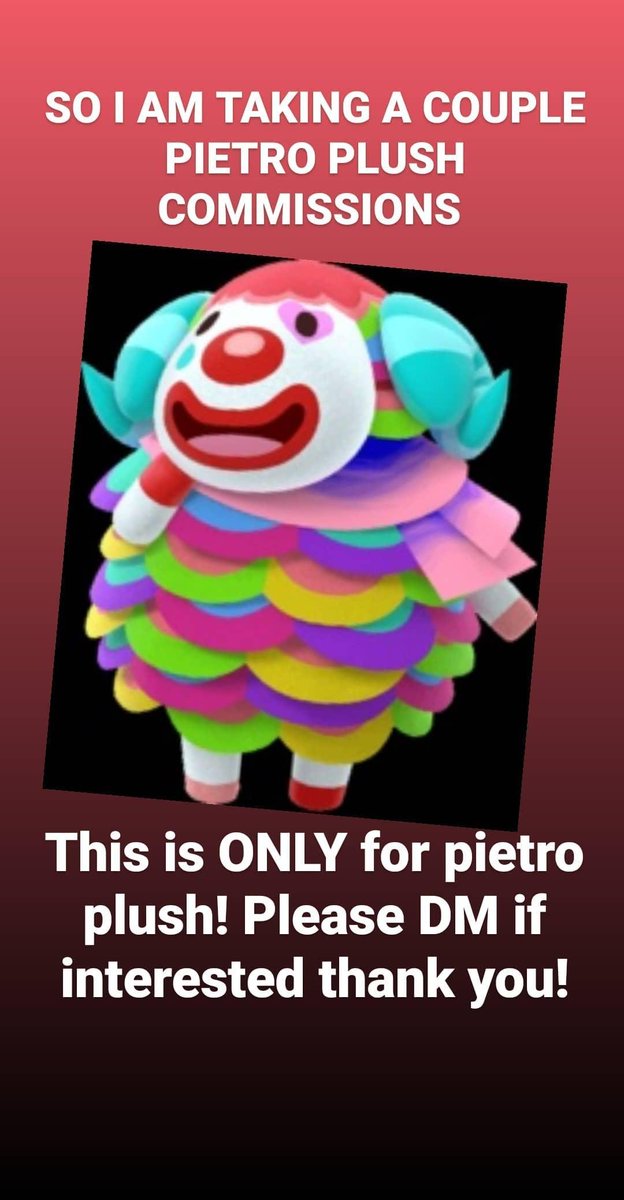 NekkoMeneko's tweet photo. OPENING A FEW SLOTS FOR PIETRO PLUSH DM ME IF INTERESTED <3
#acnh #AnimalCrossingNewHorizon #pietroacnh #animalcrossingpietro #pietroplush https://t.co/YskCfjArcK