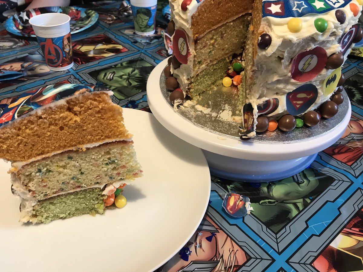 Che_Ryr's tweet photo. @UGSFoodTech  @UGSchool #homebaking #birthdaycake Sophie made a 3 tier Irish/avengers themed, her brother loved it https://t.co/9nm0RmPgT9