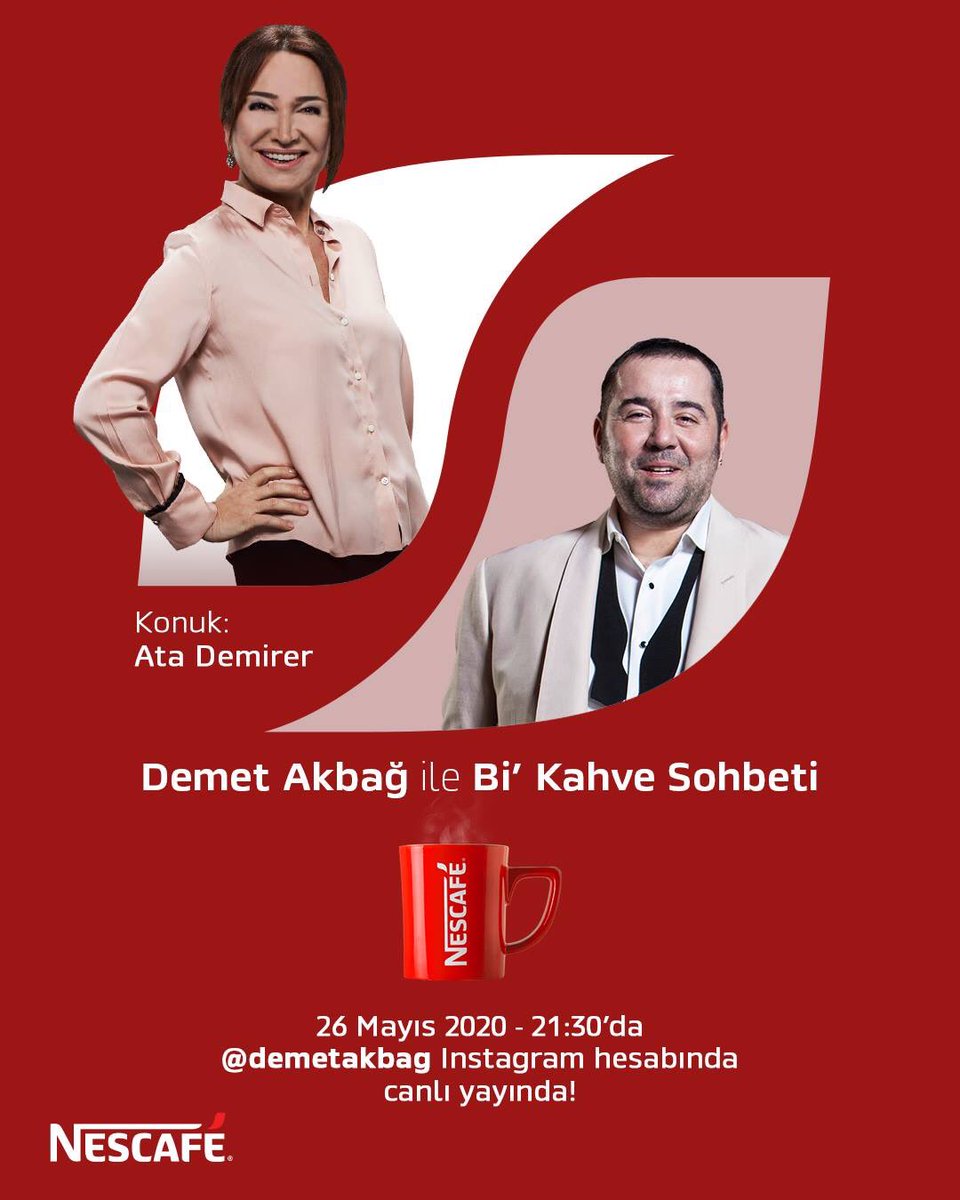 NESCAFÉ eşliğinde muhteşem konuklarla “Demet Akbağ ile Bi’ Kahve Sohbeti” devam ediyor! 26 Mayıs 21:30’daki canlı yayının konuğu Ata Demirer olacak, bu muhteşem buluşma @demetakbag Instagram hesabından canlı yayınlanacak.
Bi’ NESCAFÉ kadar sıcacık bu sohbete davetlisiniz.❤️ https://t.co/mYe95ddzDi