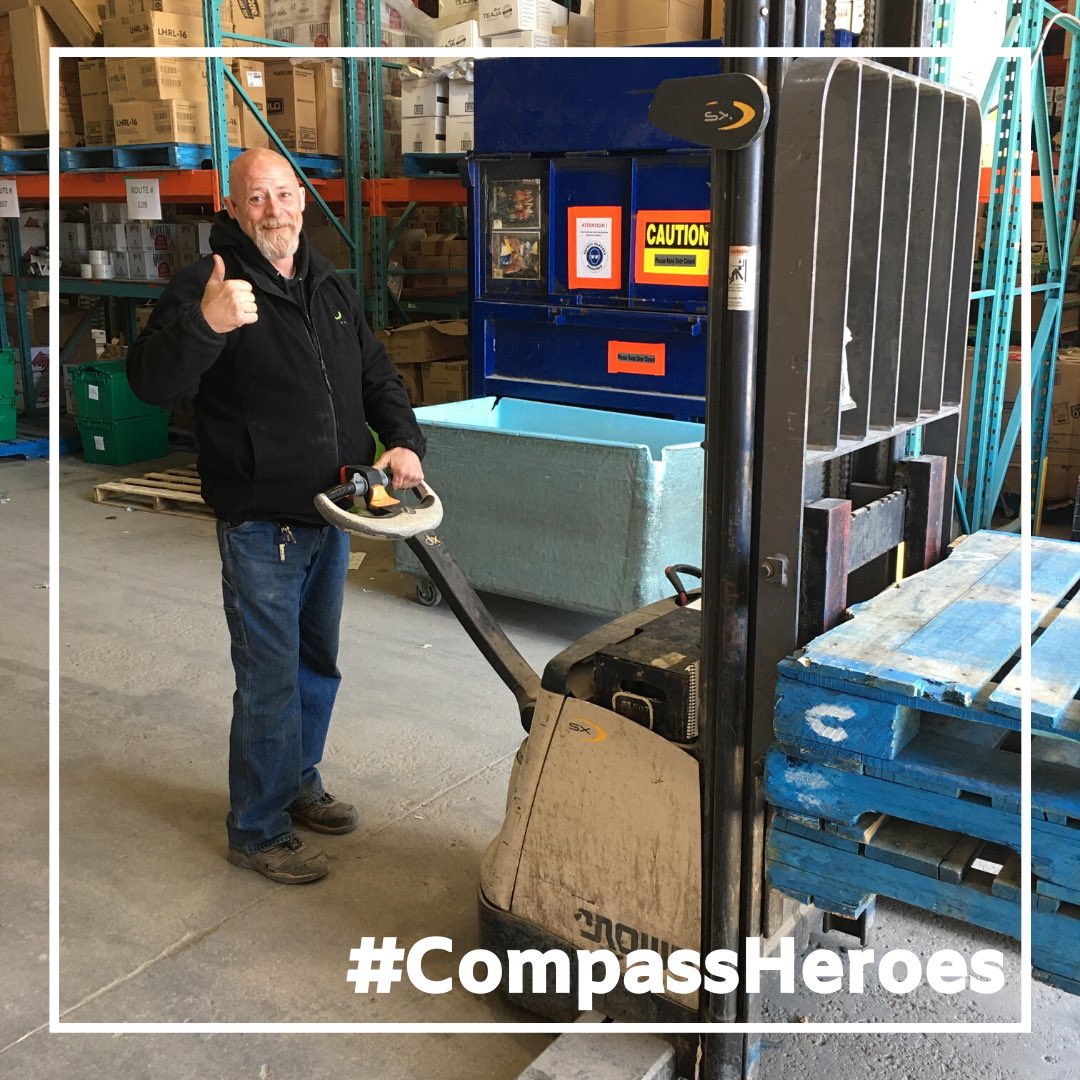 John is one of our Canteen associates in Ottawa. His positive attitude &amp; strong work ethic are appreciated by his team. He keeps the warehouse laughing, making this difficult time a bit lighter. Without him, the warehouse would not be the same. Thank you John!⁣  #CompassHeroes⁣