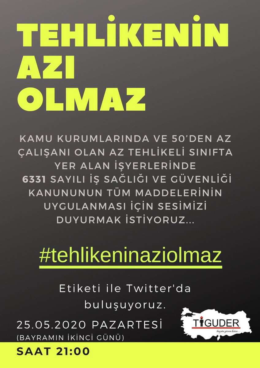 Erteleme olmaması için kampanyamız bayramın ikinci günü devam edecek. Bu sefer etiketimiz #tehlikeninaziolmaz   İsg’ye gönül veren herkesi kampanyamıza destek olmaya davet ediyoruz. Gün birlik günü #isgbirlikzamanı