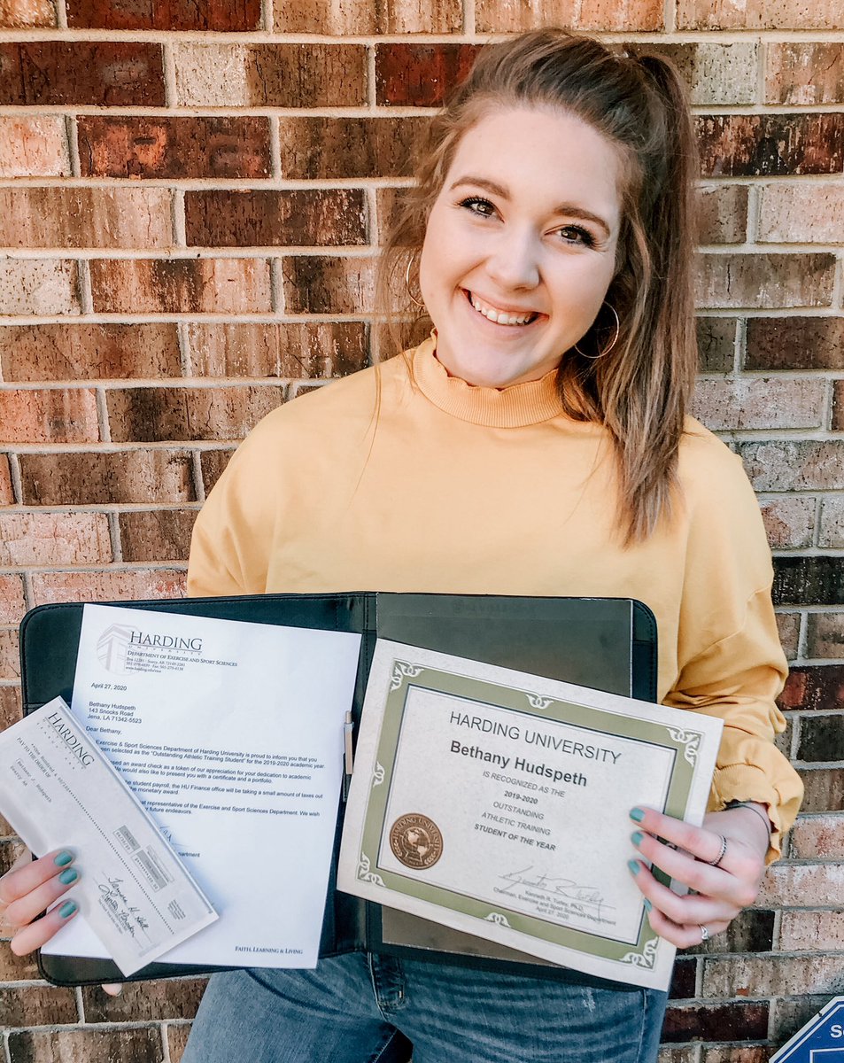 HU Athletic Training (@harding_at) on Twitter photo Congratulations to Bethany Hudspeth, who was recognized as the 2019-2020 “Outstanding Athletic Training Student of the Year”. <a href="/HardingU/">Harding University</a> @ArkATStudents_1 @SWATASenate <a href="/bethany_joy_97/">Bethany Hudspeth</a> Congratulations to Bethany Hudspeth, who was recognized as the 2019-2020 “Outstanding Athletic Training Student of the Year”. <a href="/HardingU/">Harding University</a> @ArkATStudents_1 @SWATASenate <a href="/bethany_joy_97/">Bethany Hudspeth</a>