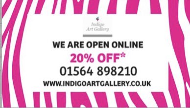 So we are still open on-line and here to help.. check out the website and get in touch for any help.. 20% off* at the moment across the website other than commissions and new releases. indigoartgallery.co.uk <a href="/VisitKnowle/">VisitKnowle</a> <a href="/visit_bham/">Visit Birmingham & West Midlands</a> <a href="/shoplocalsoli/">Shoplocalsolihull</a> #shoplocal 💃🏼