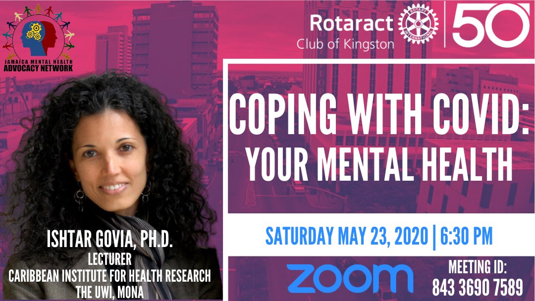 KgnRotaractClub's tweet photo. REMINDER: the #CopingWithCovid series continues TODAY with @IshtarGovia from @jamhan_ja presenting tips to preserve your mental health.
(DM for meeting password.)
#FlattenTheCurve #ImpactThroughUnity @RotaractD7020 @rotaract https://t.co/oOCNPnCqqb