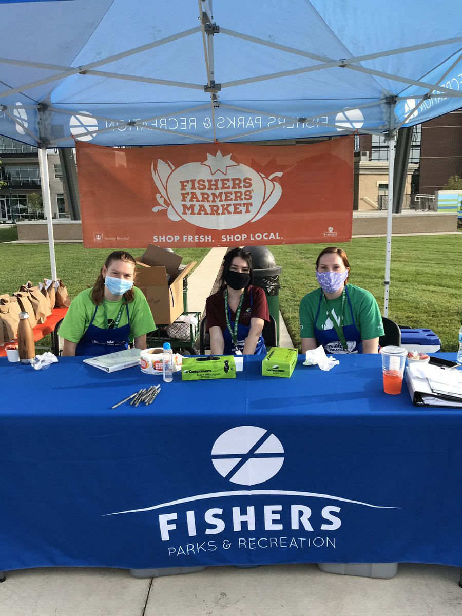 FishersParks's tweet photo. Come visit us at the Fishers Parks tent at the #FishersFarmersMarketโs first week back at the AMP! #playfishers #shoplocal https://t.co/kaKxERK87f