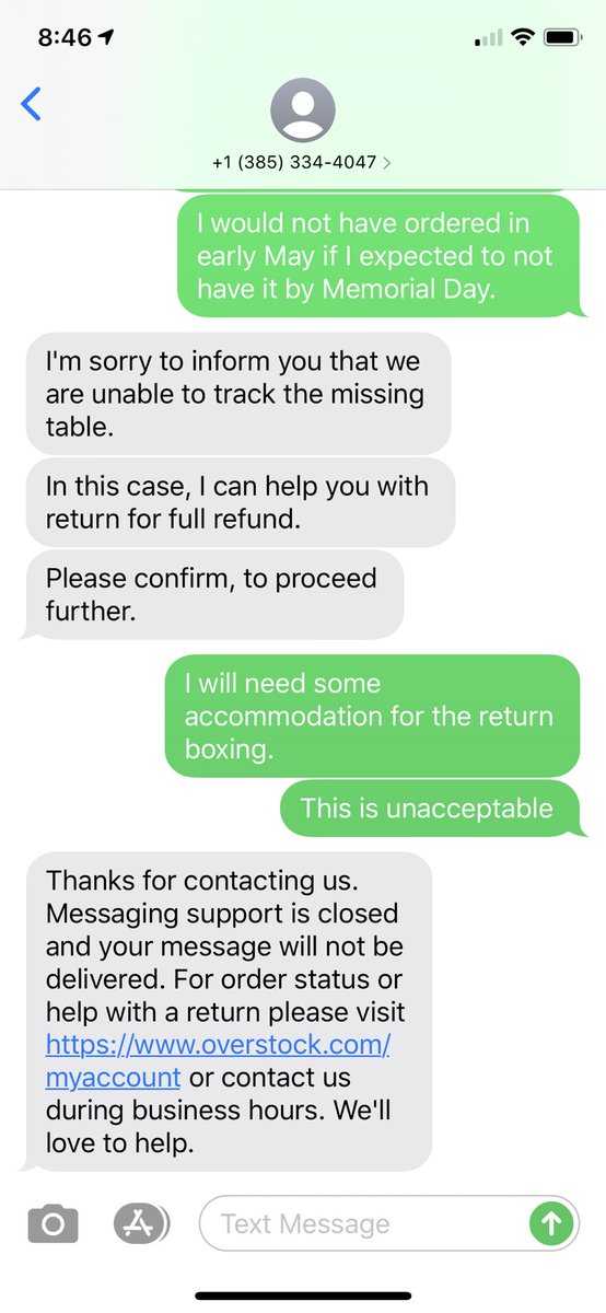 serasarah's tweet photo. @Overstock customer service fail. $500 order rendered useless. Complete lack of response from customer service. Total runaround and unacceptable. https://t.co/2k2P6C2qSb