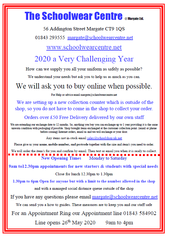 The Schoolwear Centre (@swcmargate) on Twitter photo a whole new way of working a whole new way of working