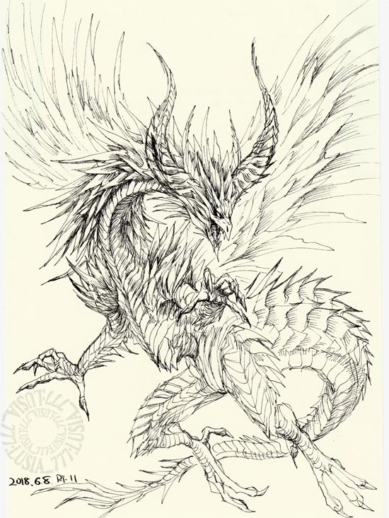 七海ルシア ドラゴンイラスト集作ってます 誰か優しい人が拡散してくれてフォロワーさんが増えるらしい 獣人 ドラゴンイラスト Dragon Monster モノクロ絵