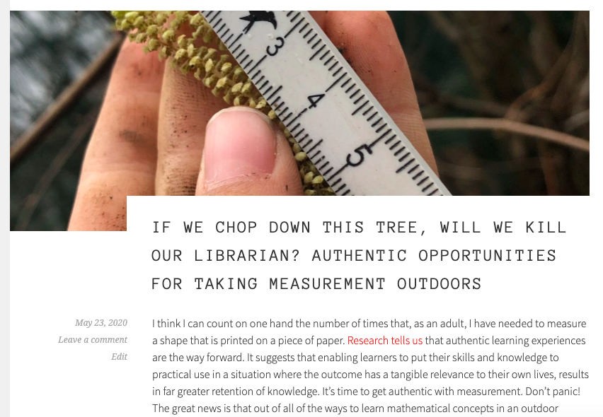 "Enabling learners to put their skills and knowledge to practical use in a situation where the outcome has a tangible relevance to their own lives, results in far greater retention of knowledge. Let's get authentic with measurement" <a href="/kayleighgoode08/">Kayleigh</a>

outdoorlearninginternational.com/blog-2/