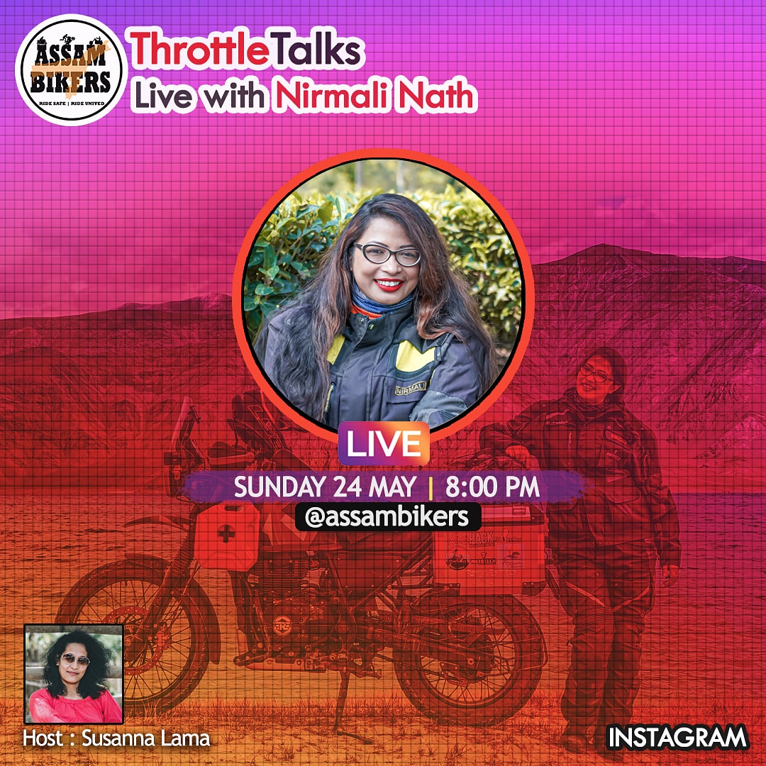 AssamBikers's tweet photo. Follow your passion, it will lead you to your purpose. Journey of a simple lady, into an inspiration for all women. 

Catch us Live on Instagram with Wanderbug @nirmali_1204 on ThrottleTalks this Sunday.

#AssamBikers #Wanderbug #ThrottleTalks https://t.co/Z7IF3Dkeje