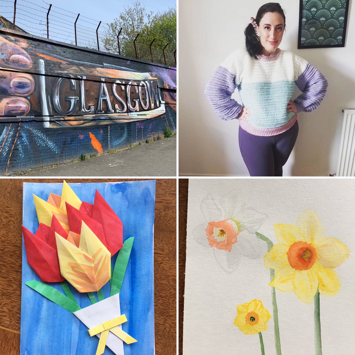 InfoStudsMScSoc's tweet photo. Elizabeth’s mural photography, Erin’s sweater, Christine’s origami &amp; painting, Ellen’s bakes &amp; embroidery, Sarah’s illusion makeup &amp; painting, Jennifer Stewart’s tie dye, Sam’s plants &amp; knits, Toby’s bakes &amp; knits, Chris’s photography ... https://t.co/Fjq46YPixy
