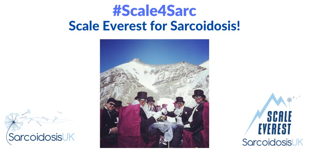 SarcoidosisUK's tweet photo. In 2004, SarcoidosisUK Chairperson Henry Shelford climbed Everest and broke the Guinness World Record for the highest altitude dinner party. Got what it takes to climb 8,848m in 12 weeks? Visit https://t.co/Lp9utLIPMA
#Scale4Sarc #TheEverestChallenge #ScaleEverestForSarcoidosis https://t.co/q7KAId1u04