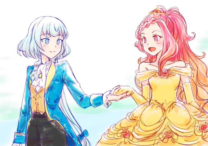 ひびきさん、いつもエスコートする側なので、誕生日はお姫様のようにエスコート
というハピバ絵を描こうと思ったんだけどやる気がへにょんしました 