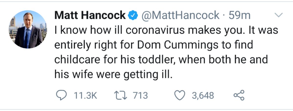 It's unclear if the Secretary of State *for Health & Social Care* has just  #unilaterally  #overridden both current  #medical advice & the Government  #lockdown for parents - his tweet  certainly seems to suggest so - but, oh boy, the ratio is brutal!