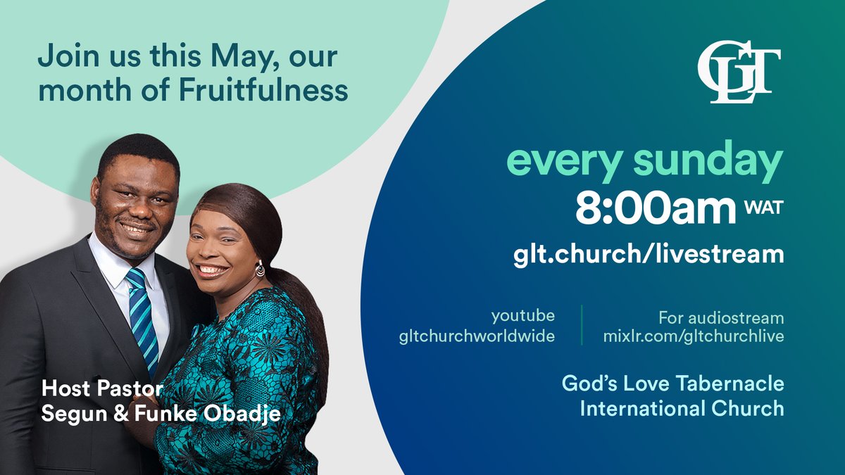 gltchurch's tweet photo. Join thousands of believers this Sunday, 8:00 am WAT for a life changing encounter with God through His servant,  @PstSegunObadje.

Click on this link to be a part of service online.
https://t.co/zLkU1E3sXF

#GLTChurch #Fruitfulness #sundayservice #miracles #healings #change https://t.co/ezaeGme3m0