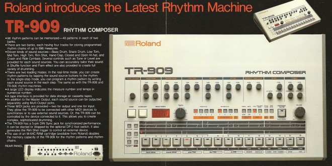 Drum machines were also going digital. The 1982 LynnDrum was one of the first to digitally sample, sequence and play real drum sounds, while the Roland TR-909 offered a hybrid mix of analogue synthesized sounds and digital samples.