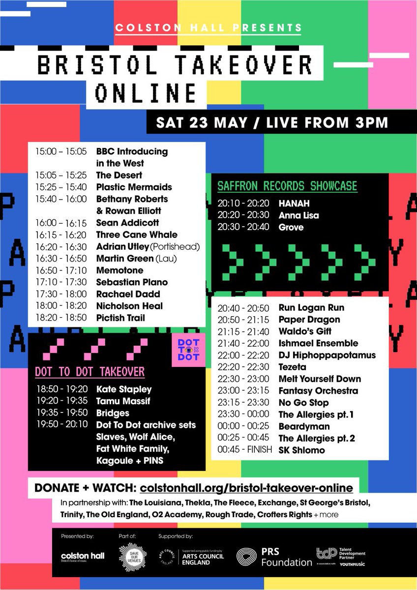Super happy to be hosting today's #bristoltakeover with @introrich. @colston_hall have brought together some of the best musicians around to celebrate good music during lockdown...

Watch anytime today: bit.ly/2yqYKBe