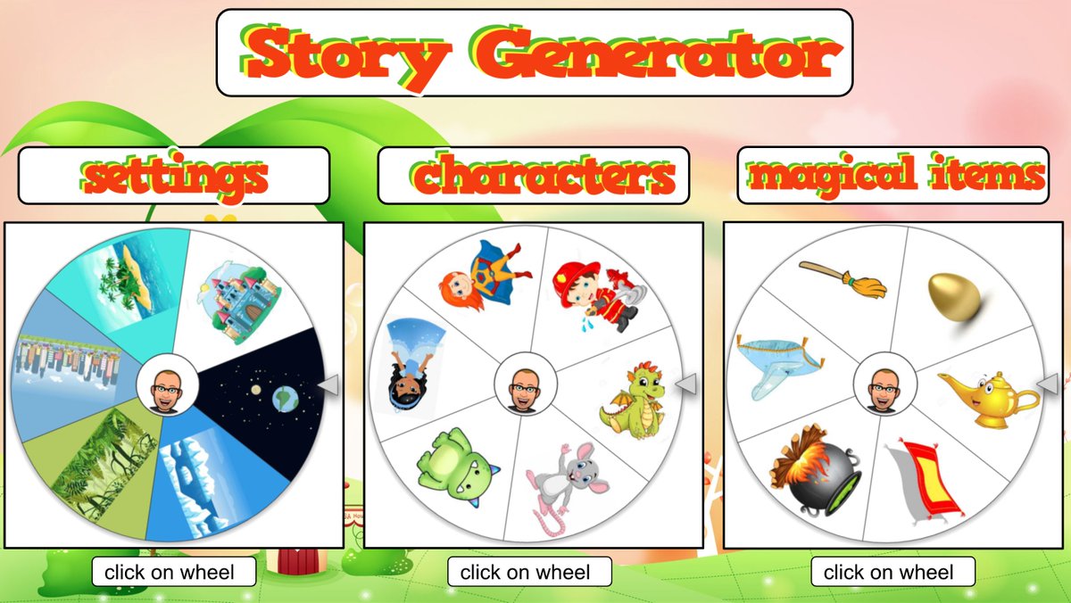 potato handcuffs castle David Gostelow on Twitter: "Random story generator. Spin the wheels to  choose different elements for your #story. A great way to develop  #storytelling skills and #language. This is a simple version for #
