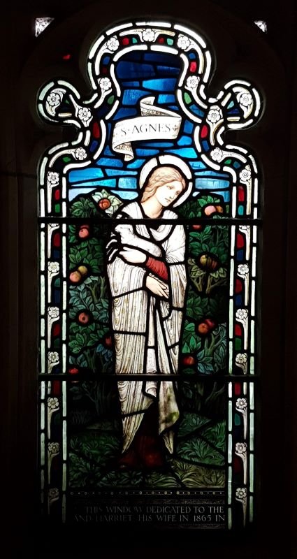 Right, something different! More  #stainedglass  @BSMGP, but much later, installed 1924, by Morris & Co. and designed J H Dearle, in the cloister.