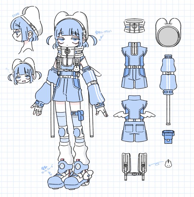 「blue hair thigh strap」 illustration images(Latest)｜15pages
